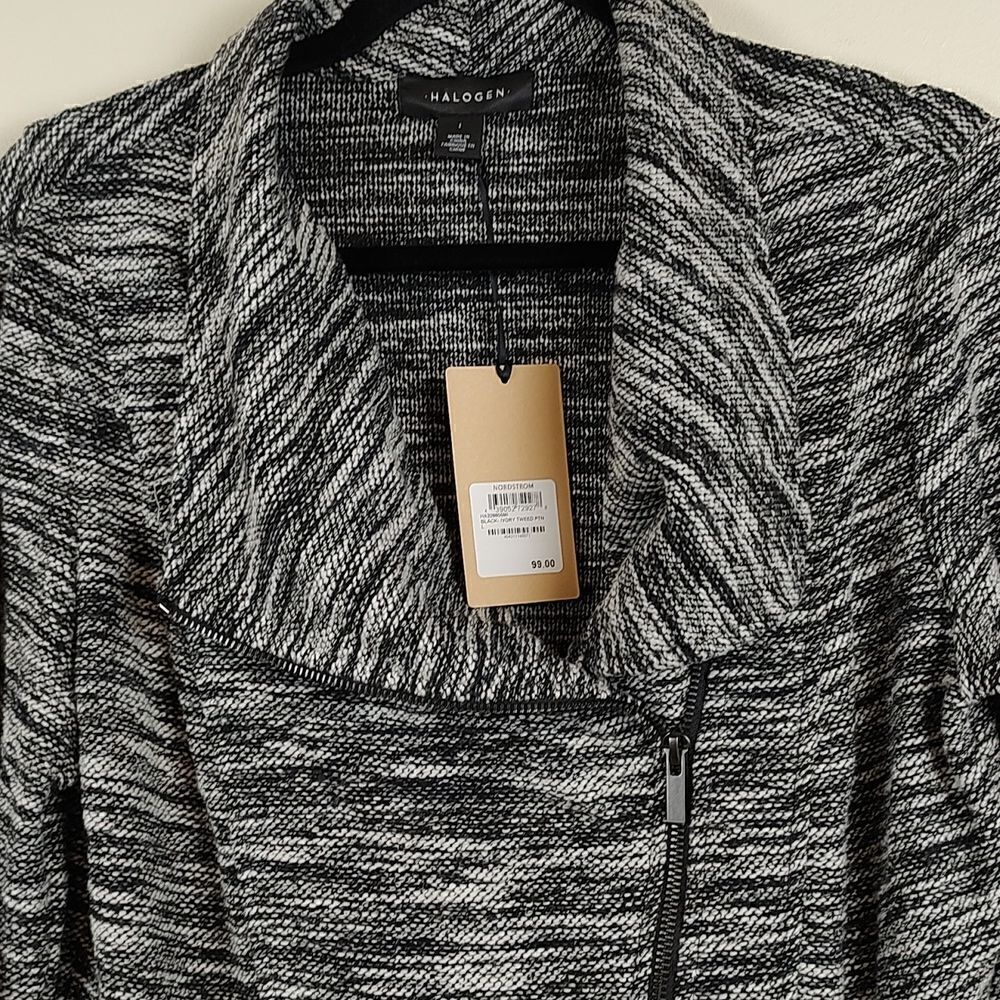 Halogen Knit Asymmetrical Zip Front Moto Jacket - Picture 6 of 13